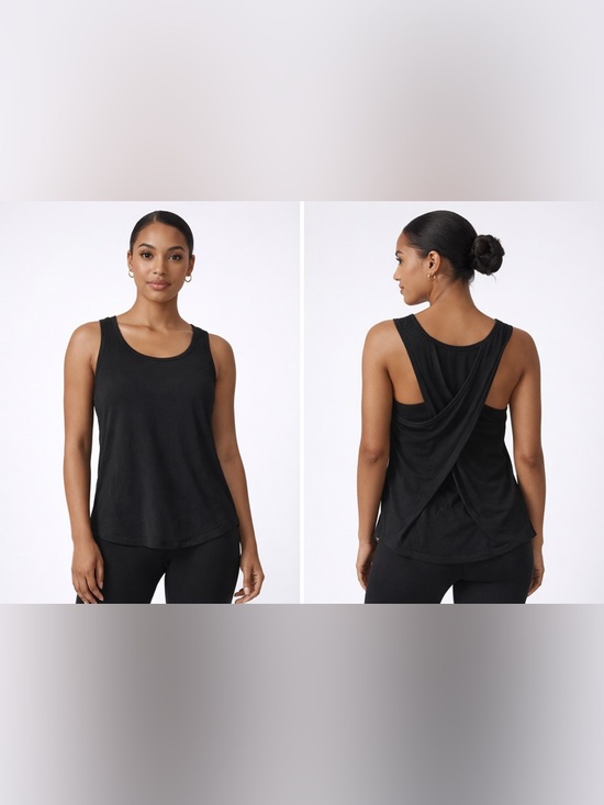HALARA Tops - Black Open Back Tank Top Soft Stretch Flowy Minimalist Layering Top Size S